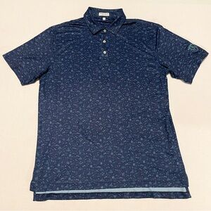 Peter Millar L Summer Comfort Navy Performance Polo Novelty Guitar Print